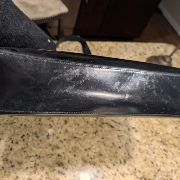 Gucci Vintage Black Leather Handbag Tote with Gold Accent. *Rehab* - Picture 4 of 10